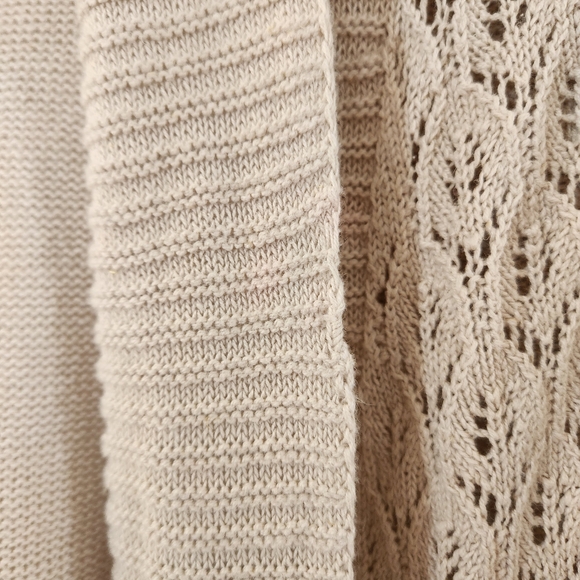 Eddie Bauer Cream Open-Front Linen Chrochet Cardigan Size M Cottagecore Beach - Picture 5 of 7
